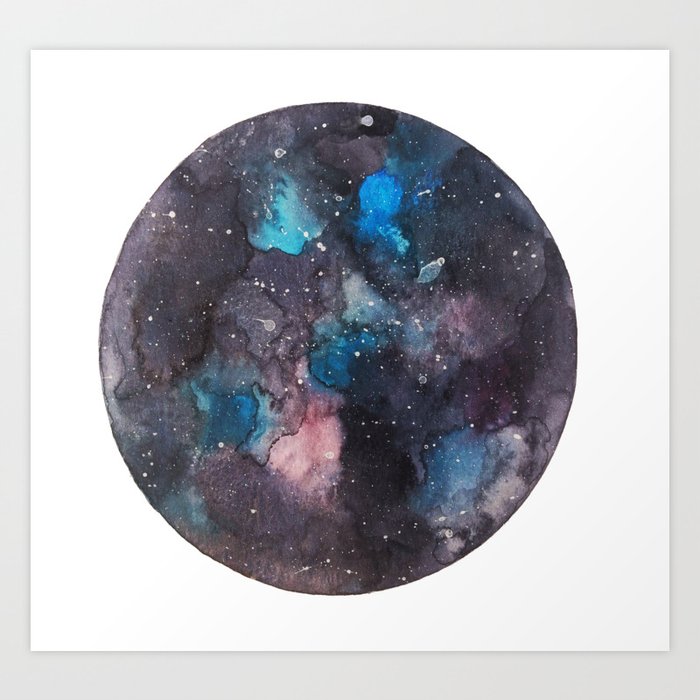 Galaxy round shape with stars Art Print